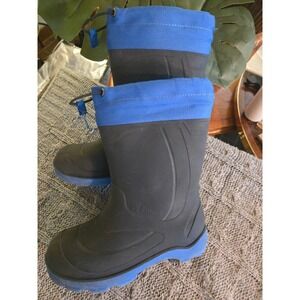 KAMIK - Kids Black Blue Waterproof Winter Rain Boots Snow Collar - Size 13